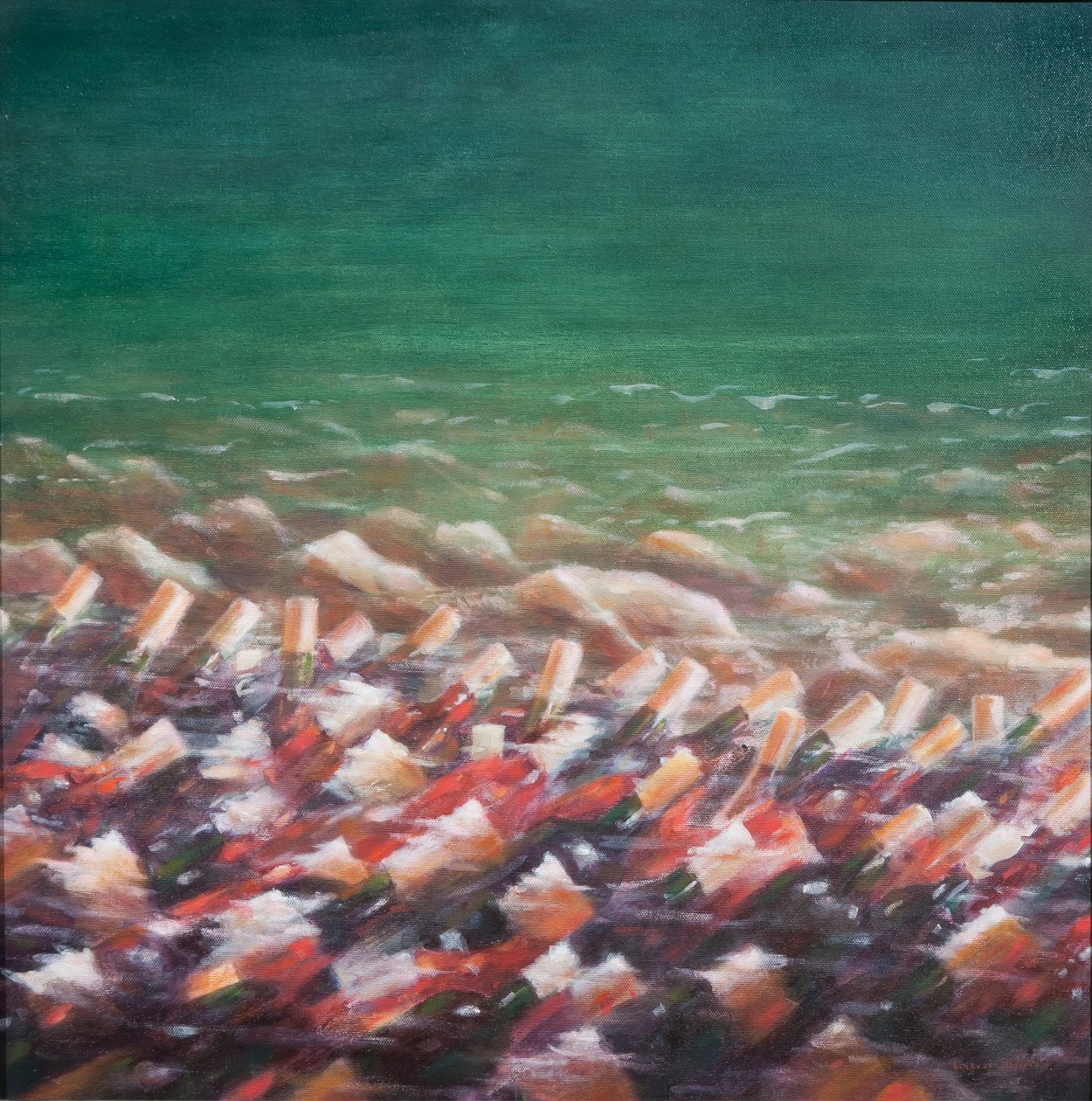 Red and Rose soğutma, 2012 (tuval üzerine akrilik) by Lincoln Seligman
