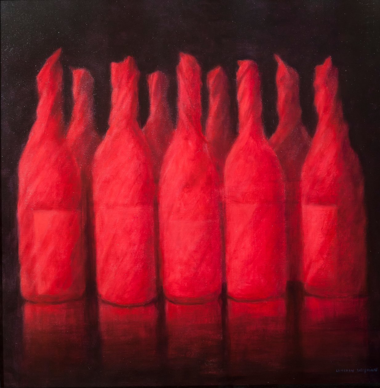 Kırmızı sarılmış şarap, 2012 (tuval üzerine akrilik) by Lincoln Seligman