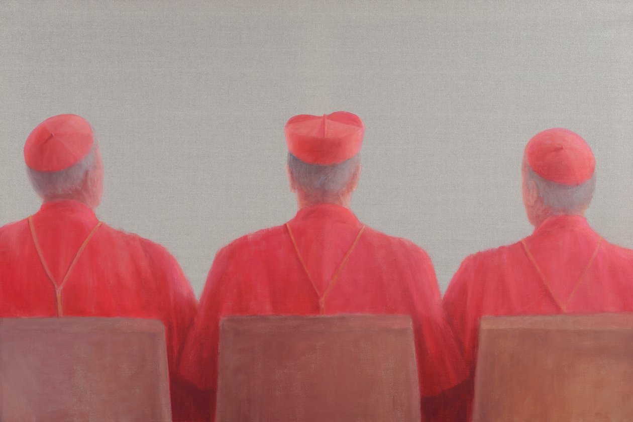 Three Cardinals II, 2012 (tuval üzerine akrilik) by Lincoln Seligman