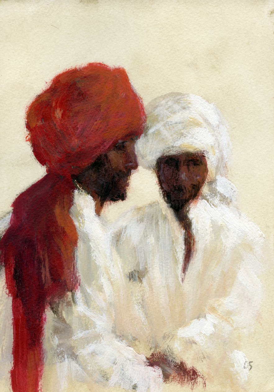 İki İmam (kağıt üzerine akrilik) by Lincoln Seligman
