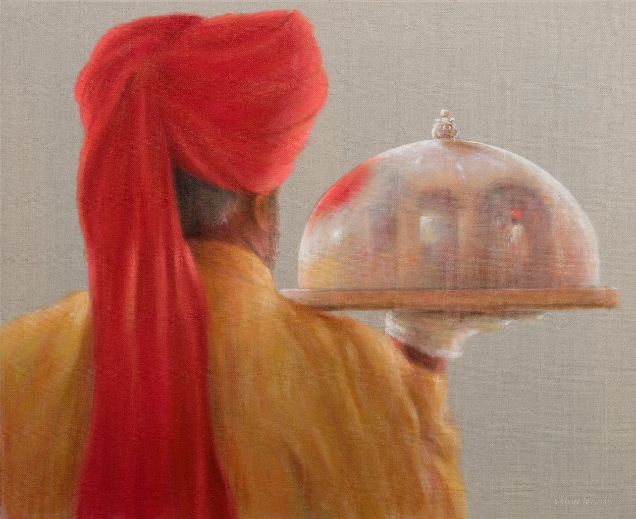 Garson, Rambagh Sarayı, 2010 (tuval üzerine akrilik) by Lincoln Seligman