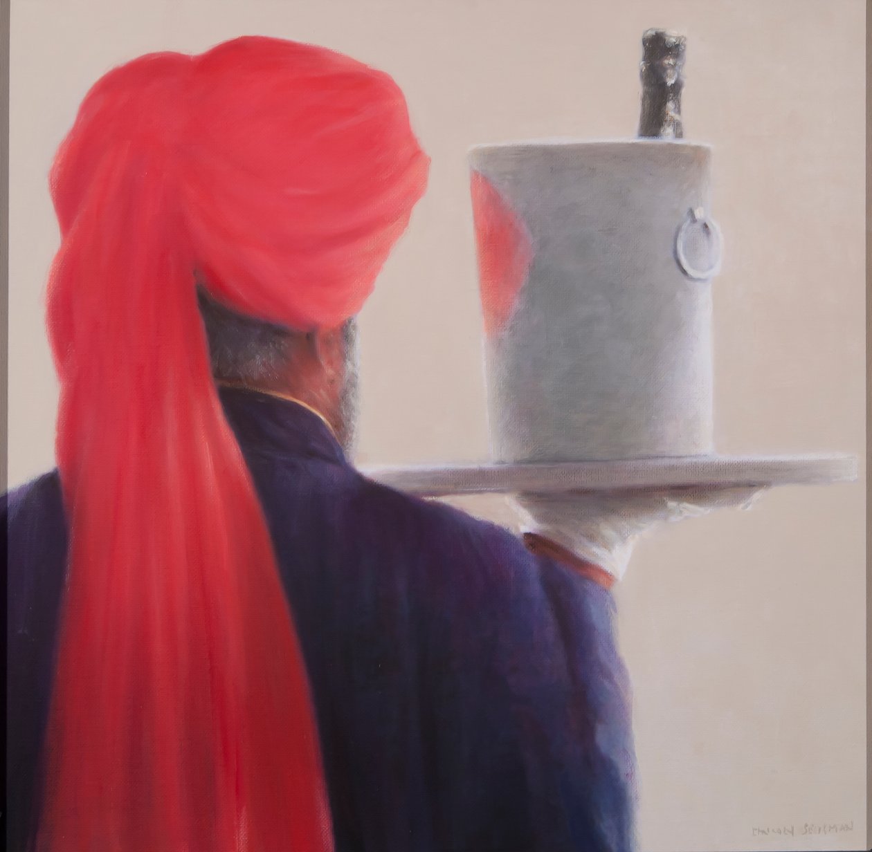 Şarap Garson, Jaipur, 2012 (tuval üzerine akrilik) by Lincoln Seligman