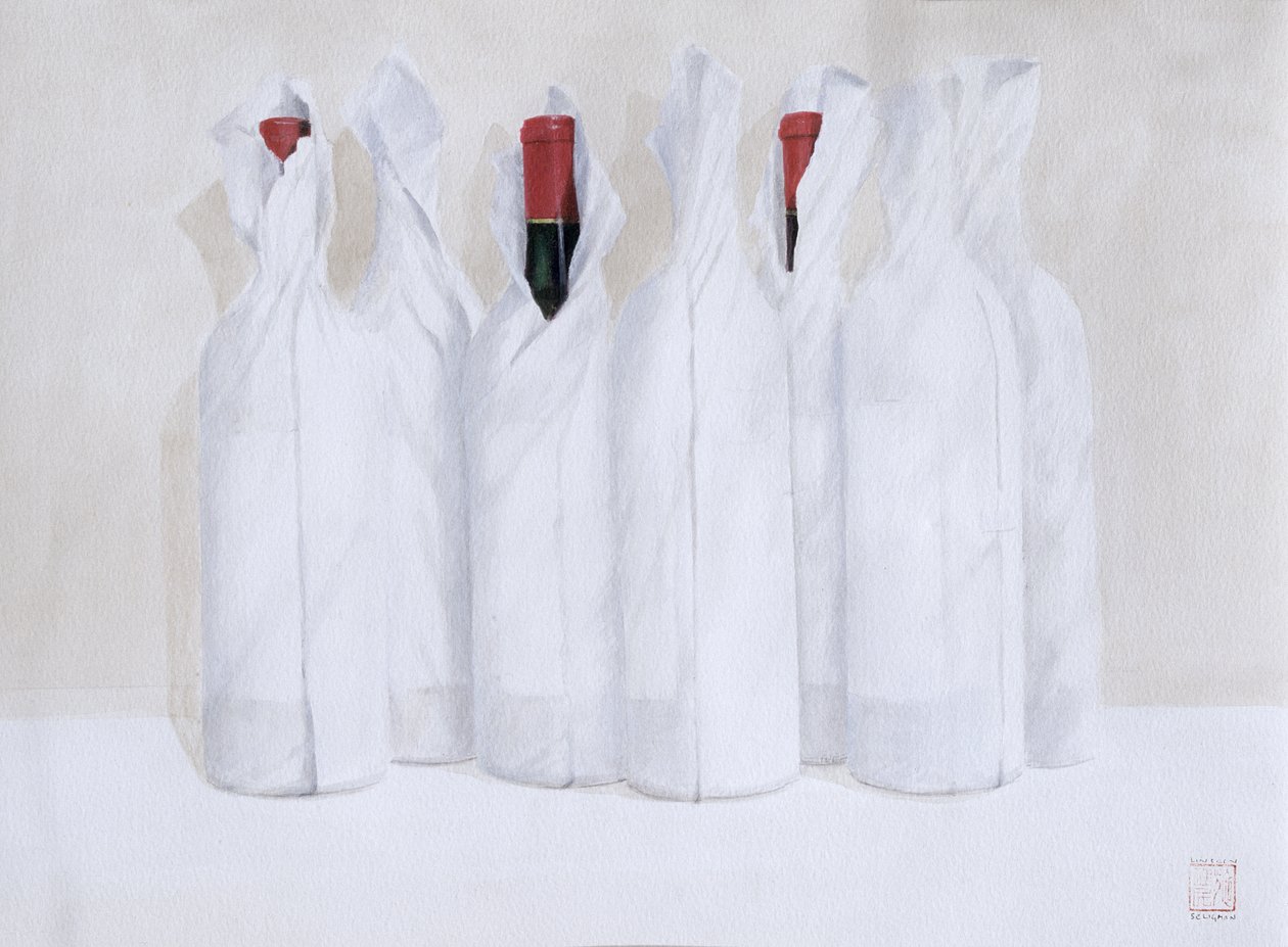 Sarılmış şişeler 3, 2003 (kağıt üzerinde akrilik) by Lincoln Seligman
