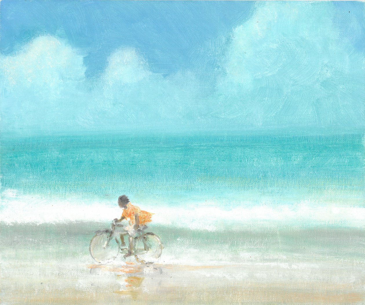 Bisikletli Çocuk, 2015 (tuval üzerine akrilik) by Lincoln Seligman