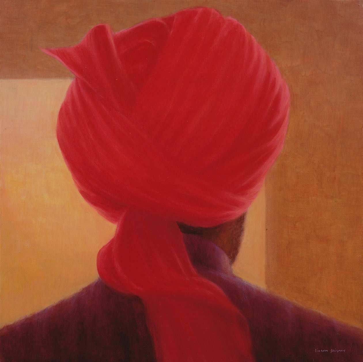 Amber, Deoghar üzerinde kırmızı sarık by Lincoln Seligman