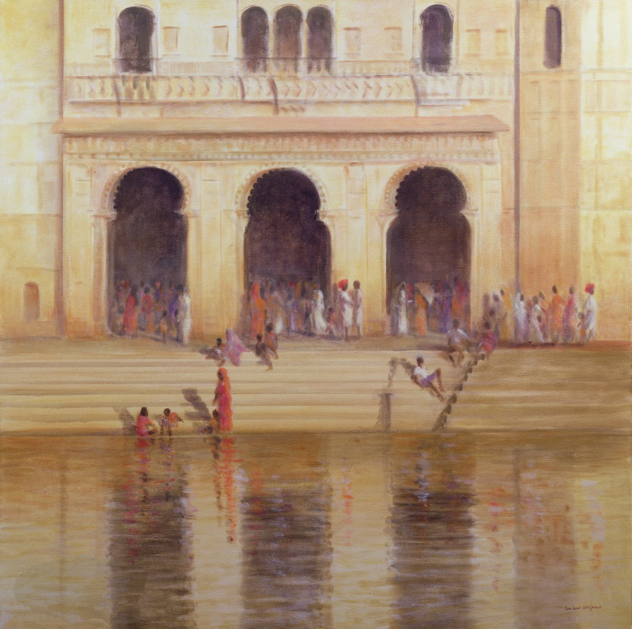 Udaipur Basamakları (tuval üzerine yağlı boya) by Lincoln Seligman