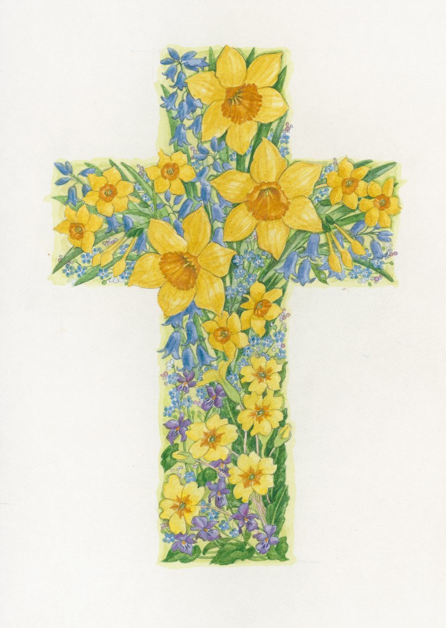 Floral Cross II, 2000 (kağıt üzerinde wc) by Linda Benton
