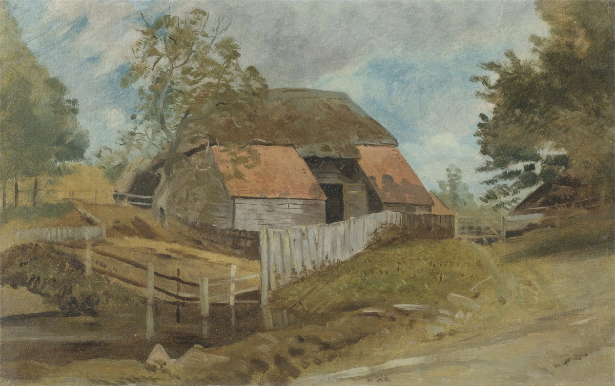 Old Barn, c.1855 (panelde yağ) by Lionel Constable