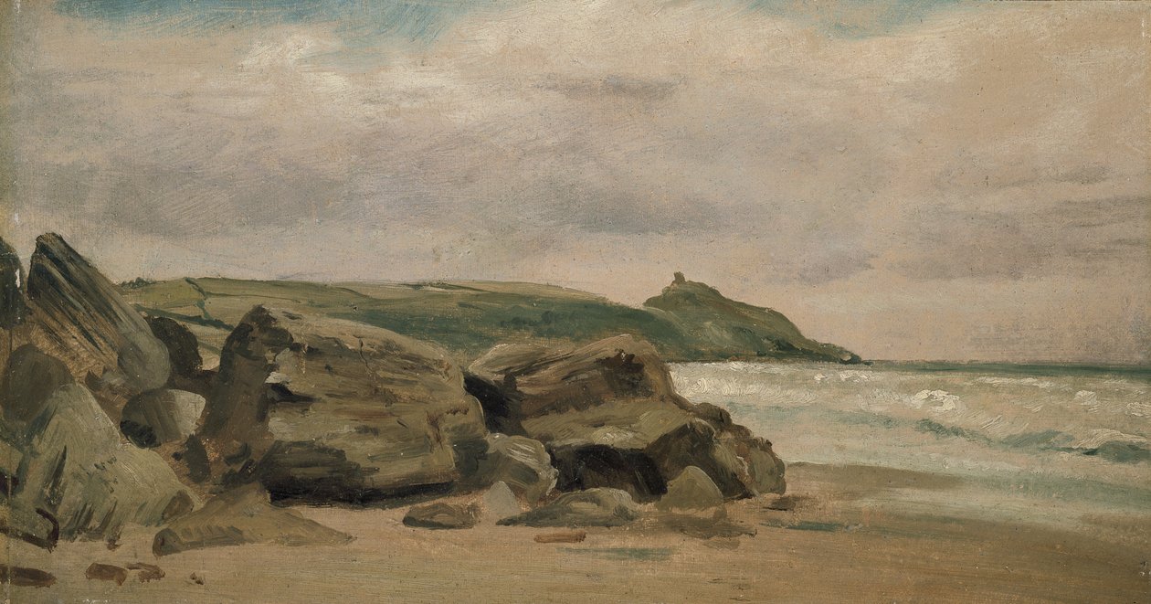 Rame Head'e doğru bakış, Cornwall, 19. yüzyıl (değirmen tahtasında yağ) by Lionel Constable