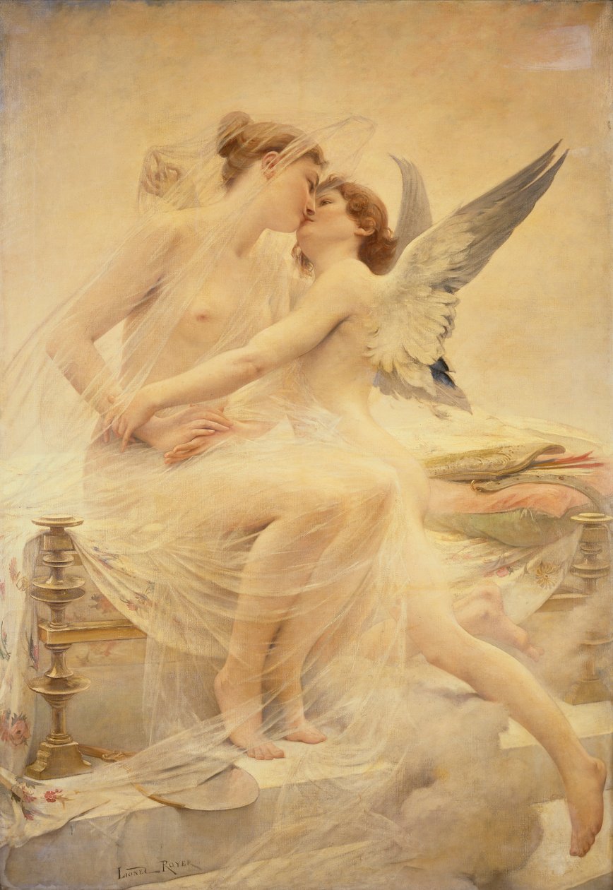 Cupid ve Psyche (tuval üzerine yağlı boya) by Lionel Noel Royer