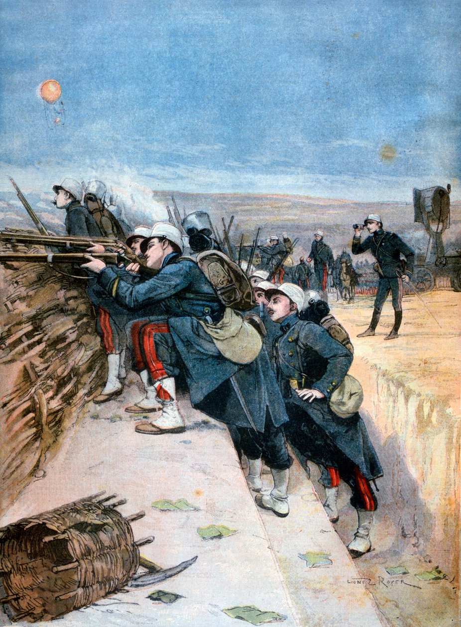 Siper savaşı manevralarında Fransız askerleri, 1894 by Lionel Noel Royer