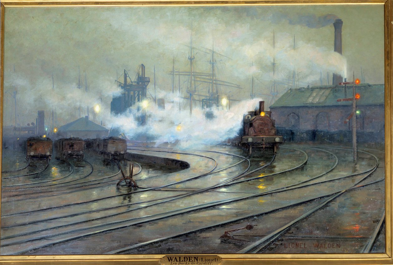 Lionel Walden (1861-1933) 1894 Sun tarafından Cardiff Docks Tablosunun Görünümü. 1,27x1,93 m. Paris, Musee d'Orsay - Cardiff Rıhtımlarının görünümü. Lionel Walden'ın (1861-1933) tablosu by Lionel Walden