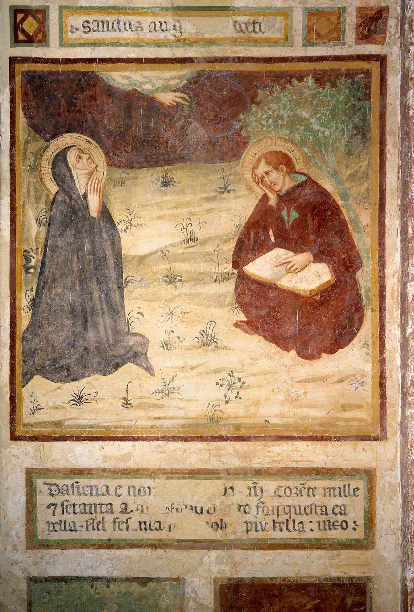 Saint Augustine of Hippo (354-430) ve Saint Monique, San Leonardo al Lago Hermitage, Monteriggioni by Lippo Vanni