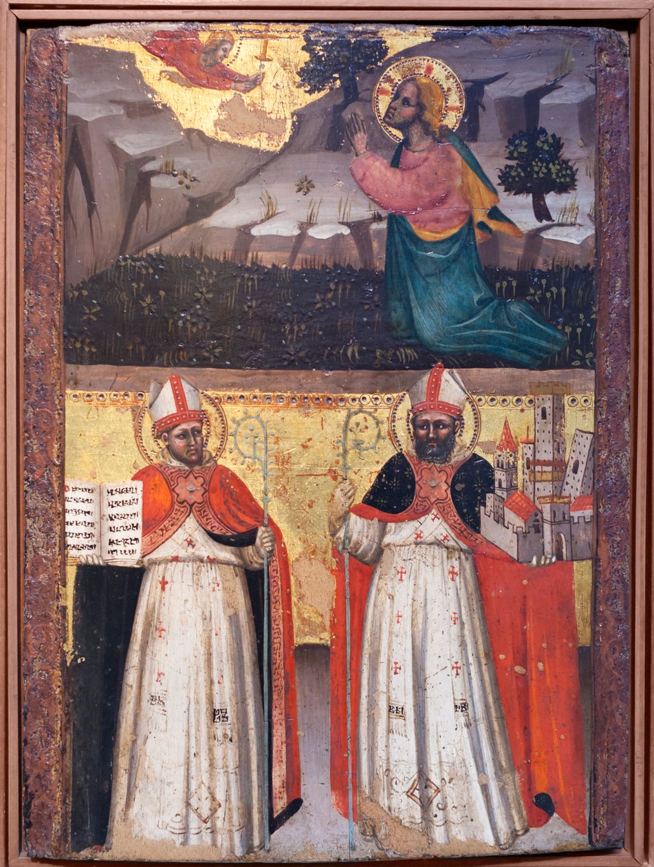 Bahçede Dua. Aziz Ambrose ve Petronius by Lippo di Dalmasio