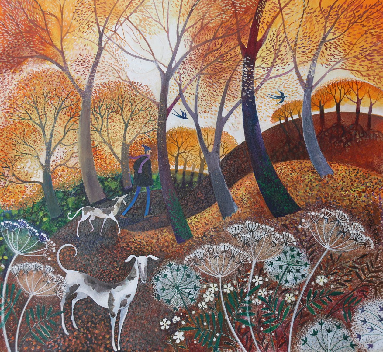 Autumn on the Common,2017,(acrylics on paper) by Lisa Graa Jensen