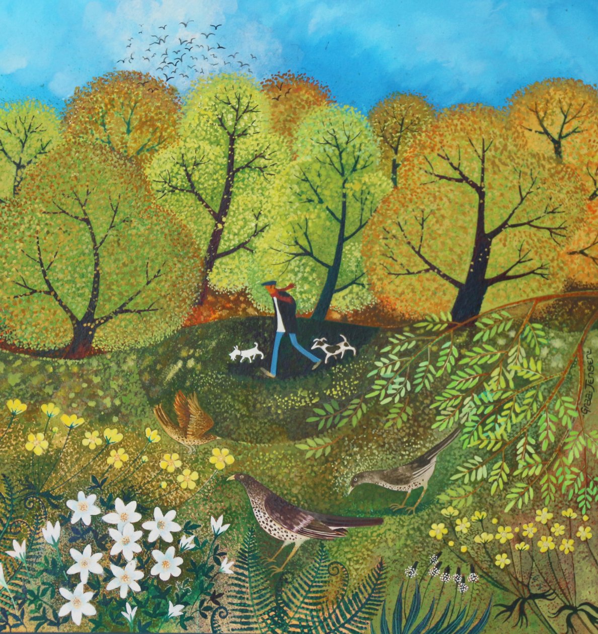 Dog Walker,2016,(acrylic inks on paper) by Lisa Graa Jensen