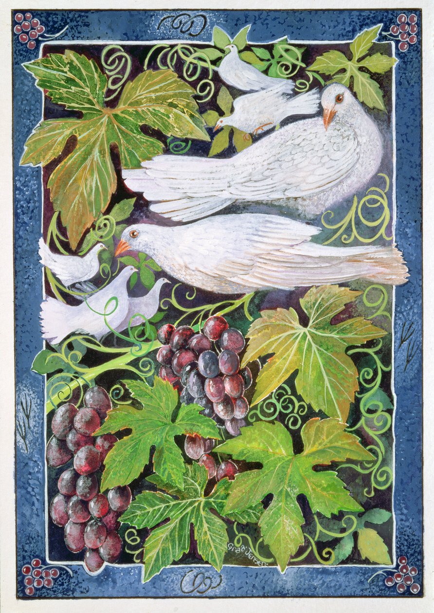 Doves, 1996 (akrilik mürekkep, guaj) by Lisa Graa Jensen
