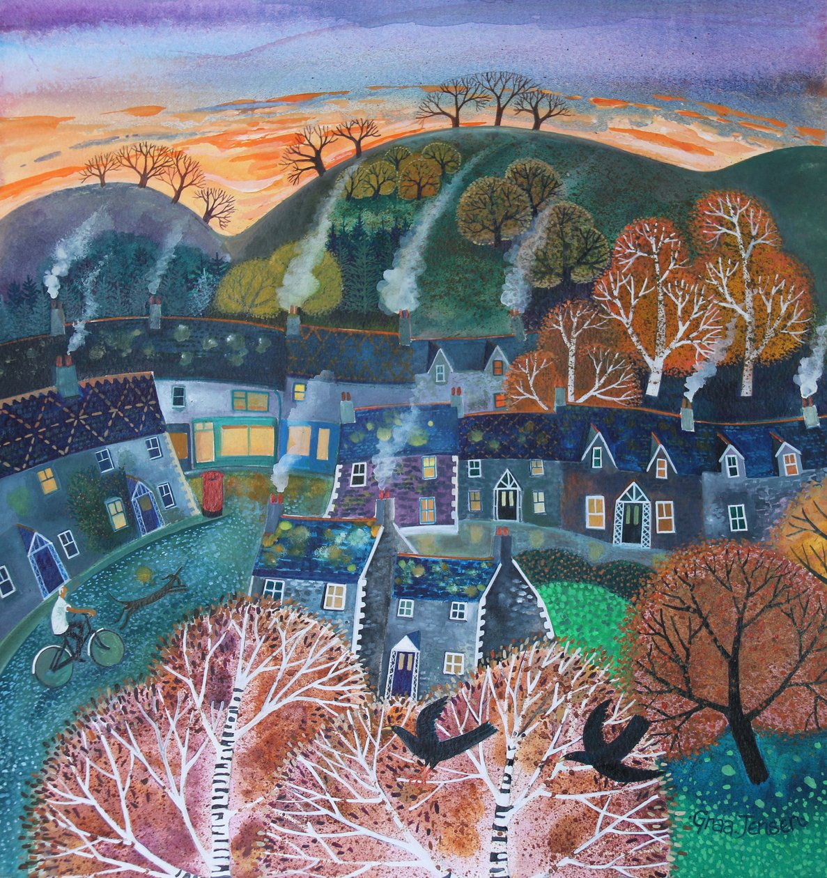 Early Start,2016,(acrylic inks on paper) by Lisa Graa Jensen
