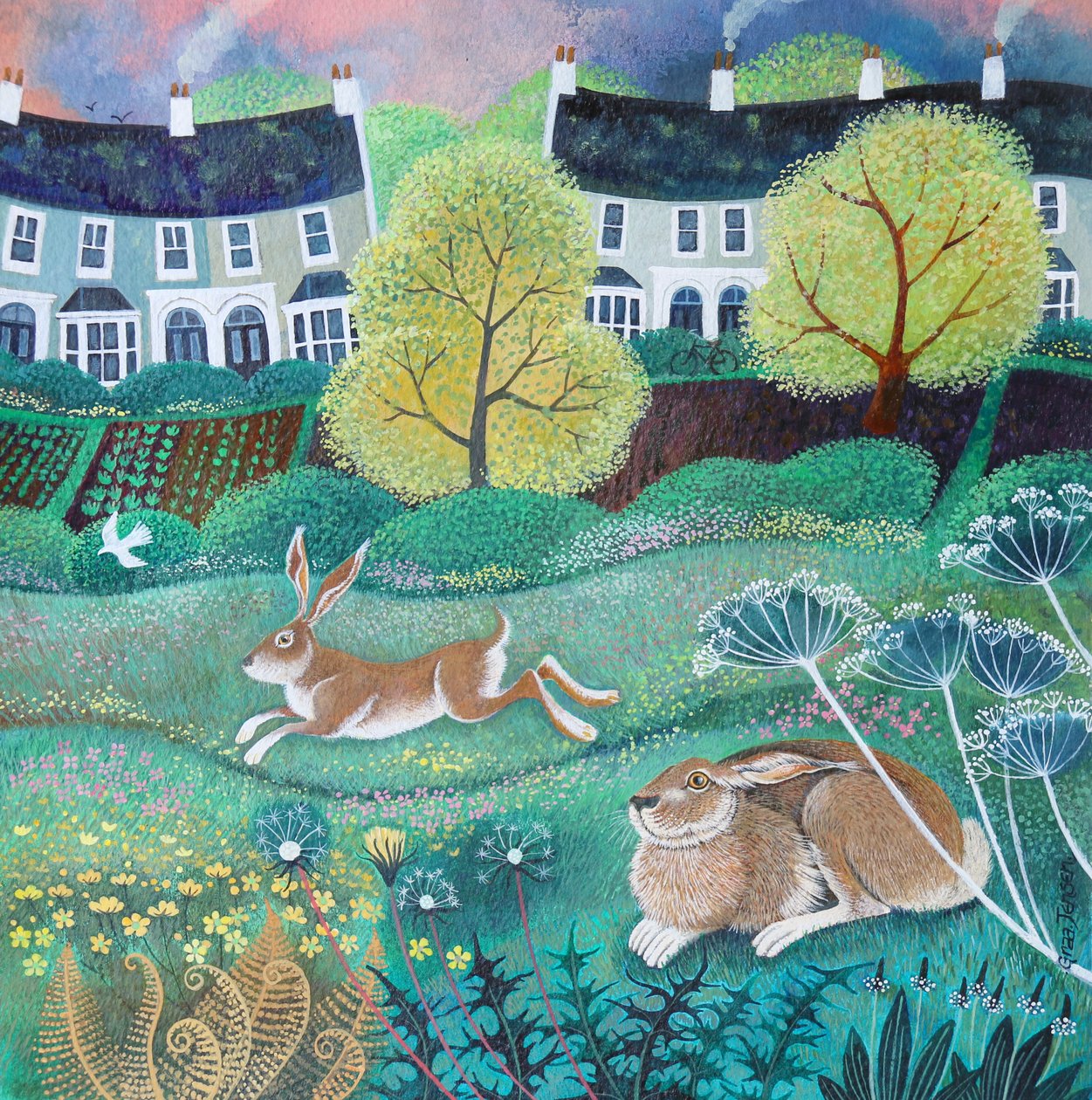 Left to Nature,2017,(acrylics on paper) by Lisa Graa Jensen