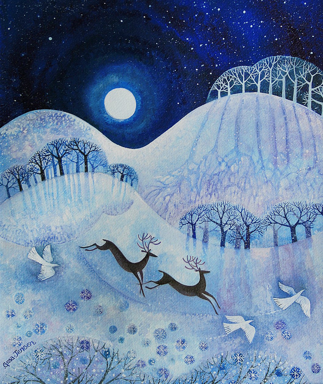 Karlı Barış, 2011 (kağıt üzerine akrilik mürekkep ve guaj boya) by Lisa Graa Jensen