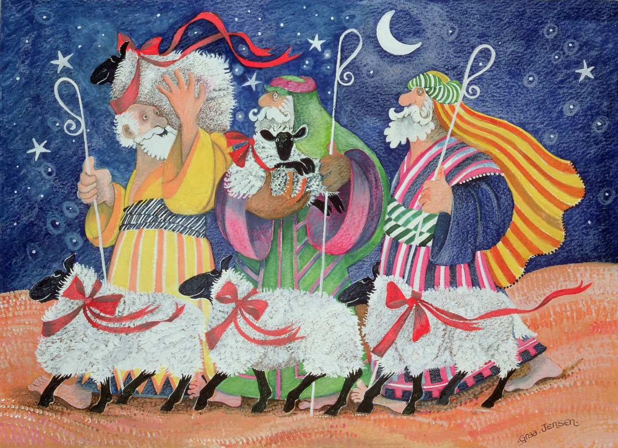 Üç Çoban (kağıt üzerine wc ve guaj) by Lisa Graa Jensen