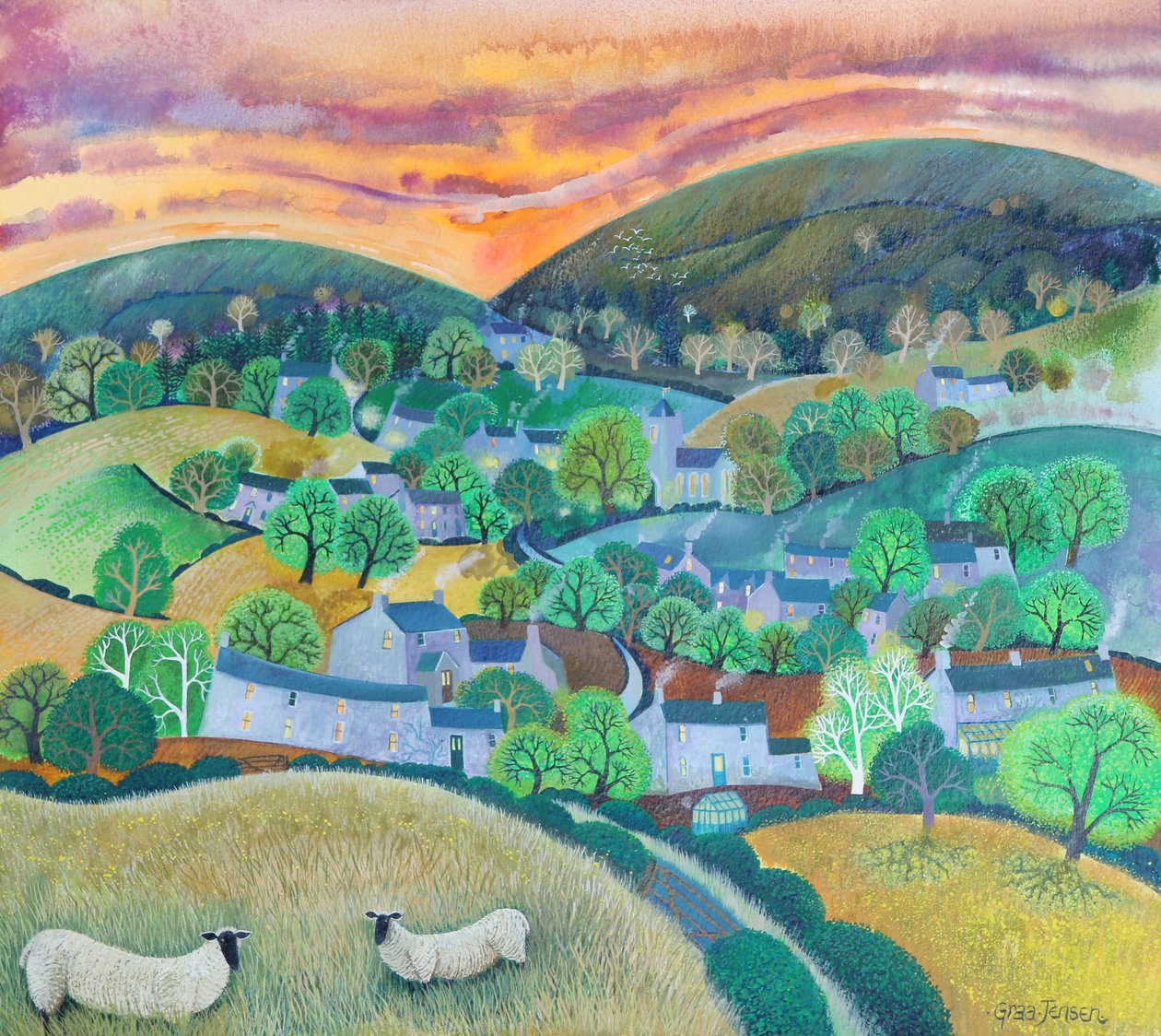 Early Start, 2016, (akrýlblek á pappír) by Lisa Graa Jensen