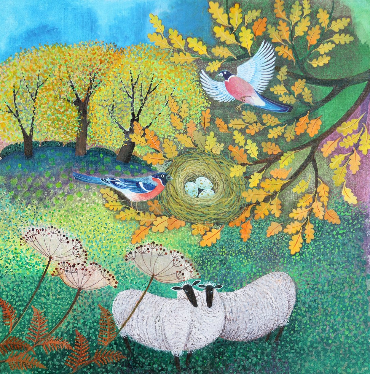 Boğa ispinozları, 2021 (tuval üzerine akrilik) by Lisa Graa Jensen
