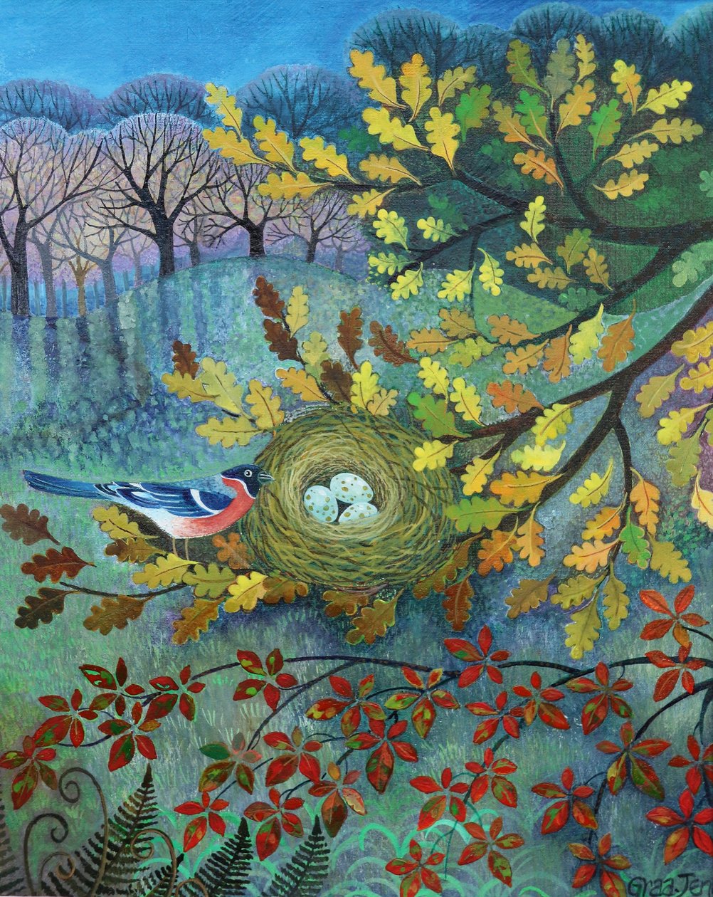 Şakrak kuşu, 2022 (keten üzerine akrilik) by Lisa Graa Jensen