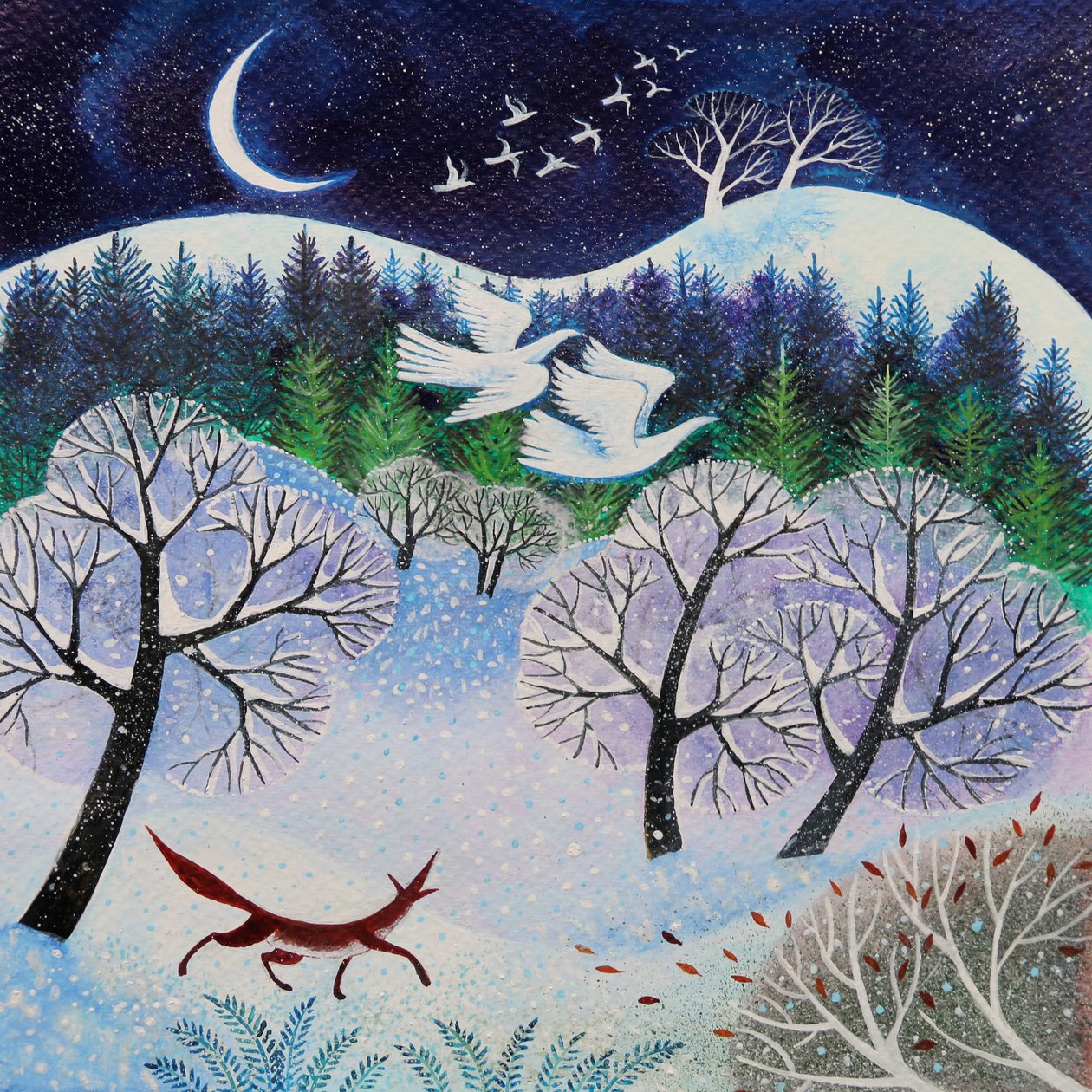 Cool Fox, 2021, (kağıt üzerinde akrilik) by Lisa Graa Jensen