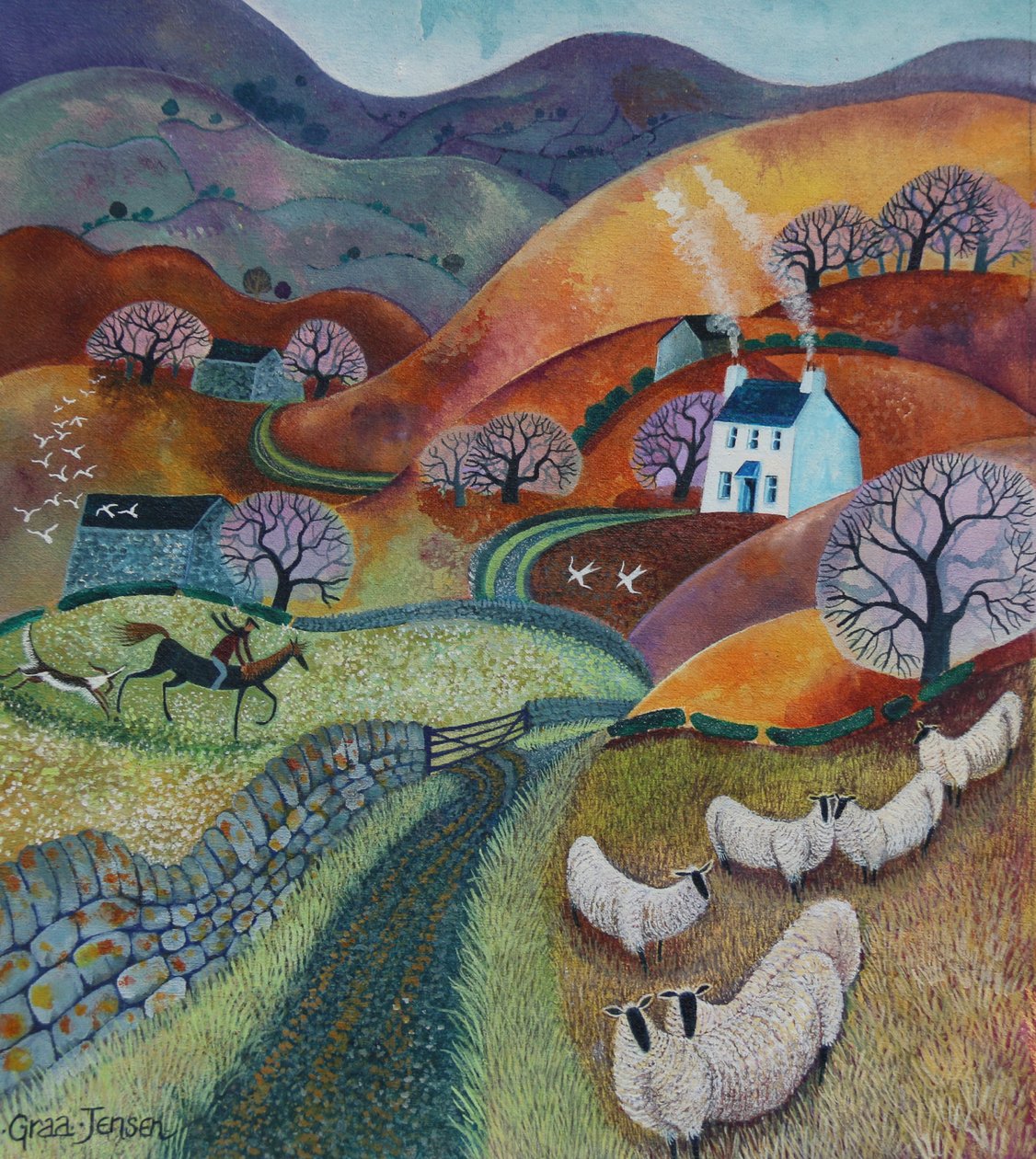 Kır Yolları, 2021 (keten üzerine akrilik) by Lisa Graa Jensen