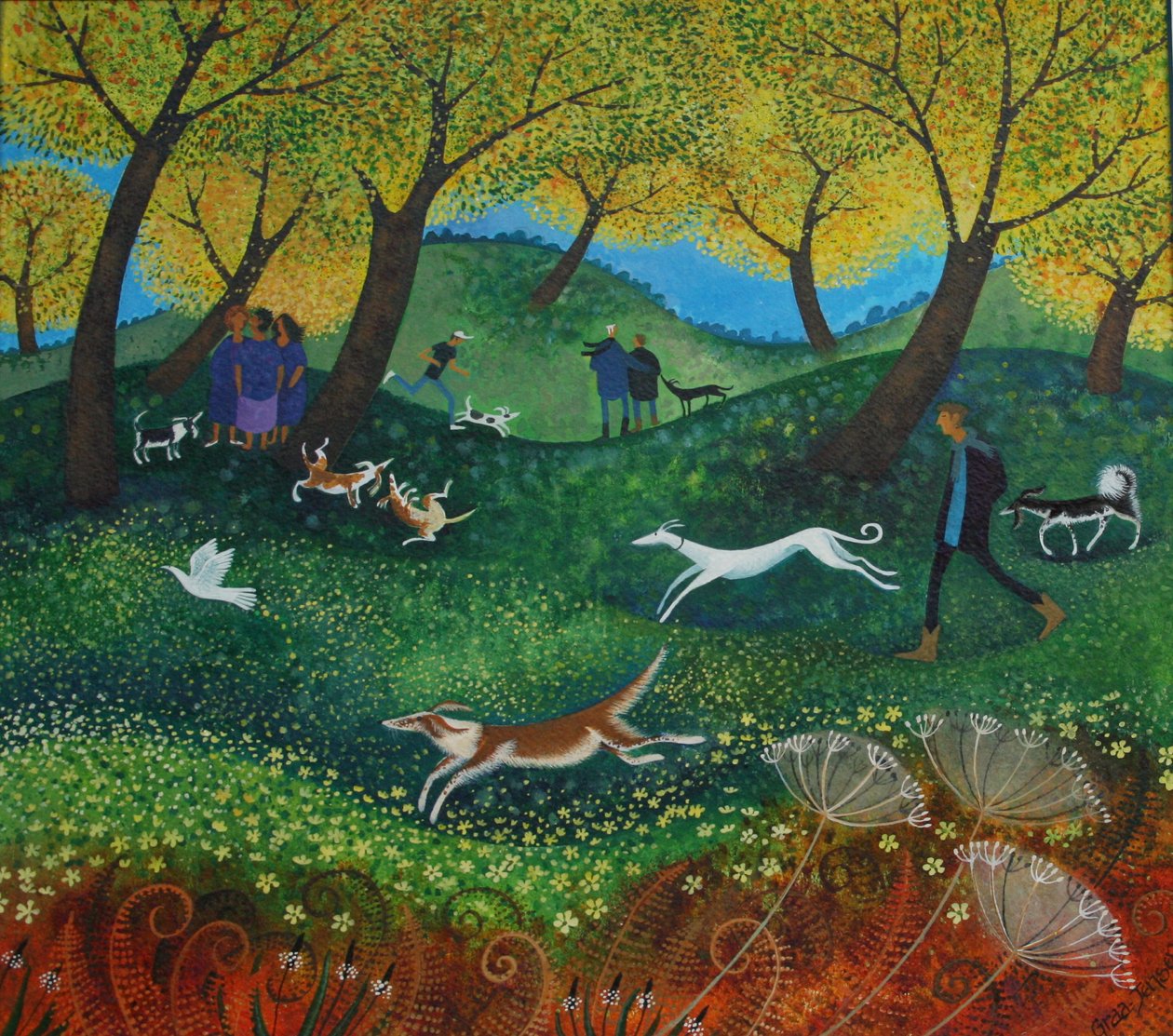 Doggie Pals, 2012, (kağıt üzerine akrilik mürekkepler) by Lisa Graa Jensen