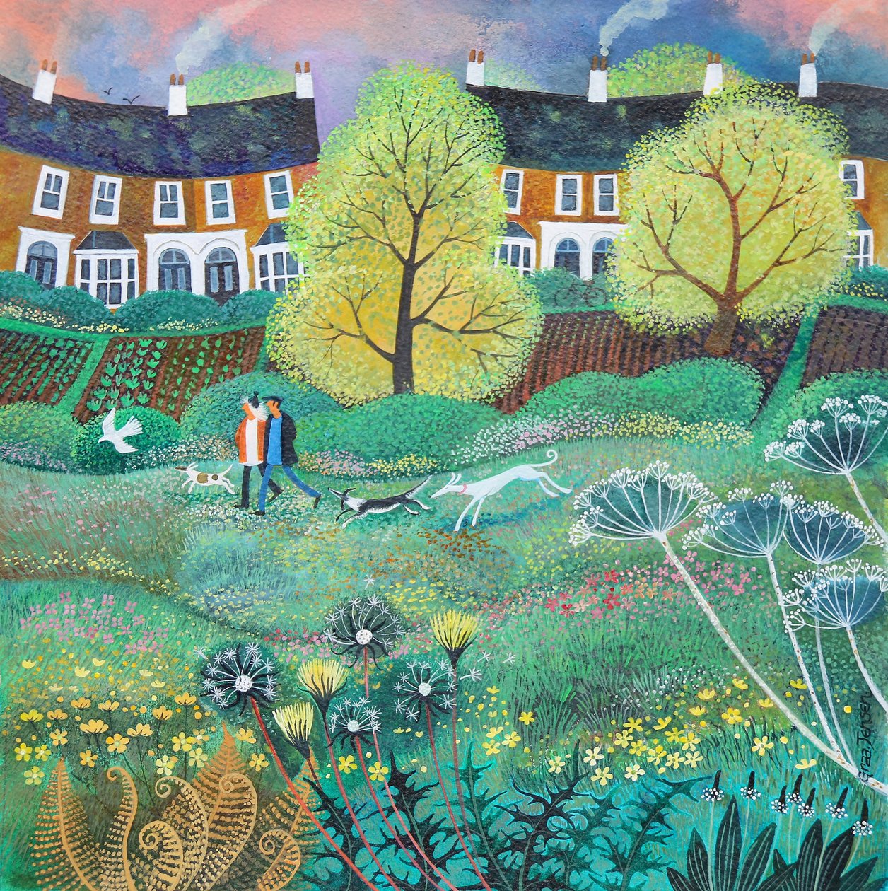 Yeşil kuşak, 2019,(kağıt üzerine akrilik) by Lisa Graa Jensen