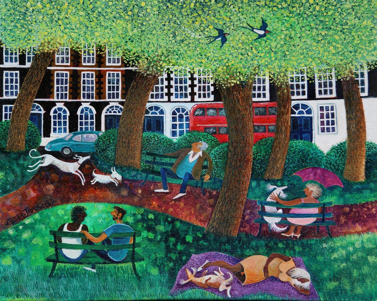 London Park, 2022 (keten üzerine akrilik) by Lisa Graa Jensen
