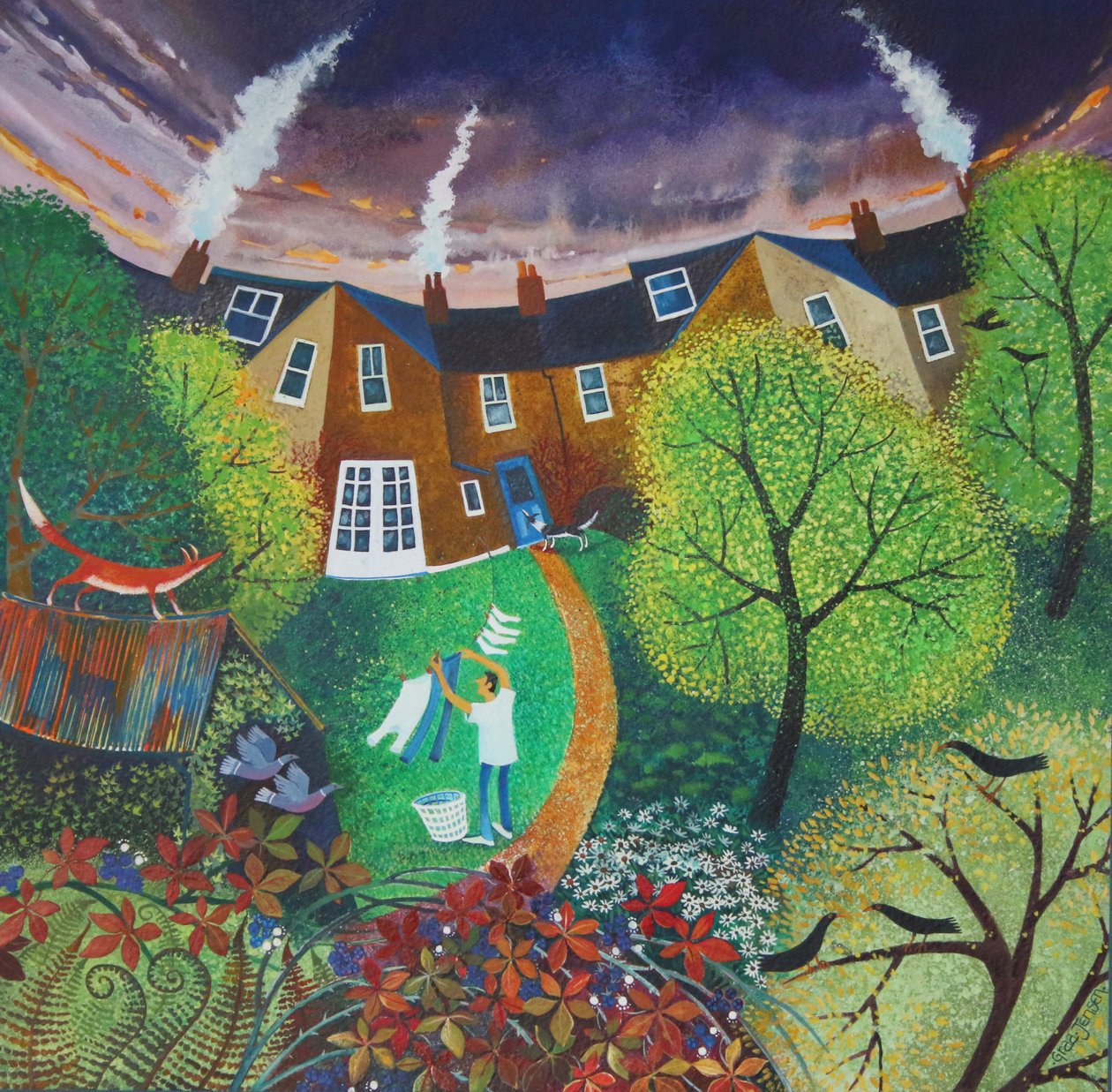 Bay Foxs Garden, 2016, (kağıt üzerine akrilik mürekkepler) by Lisa Graa Jensen