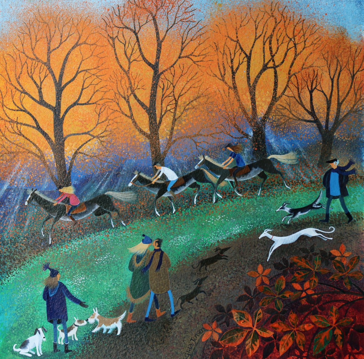 Ponyes on the Common,2017,(kağıt üzerine akrilik mürekkepler) by Lisa Graa Jensen