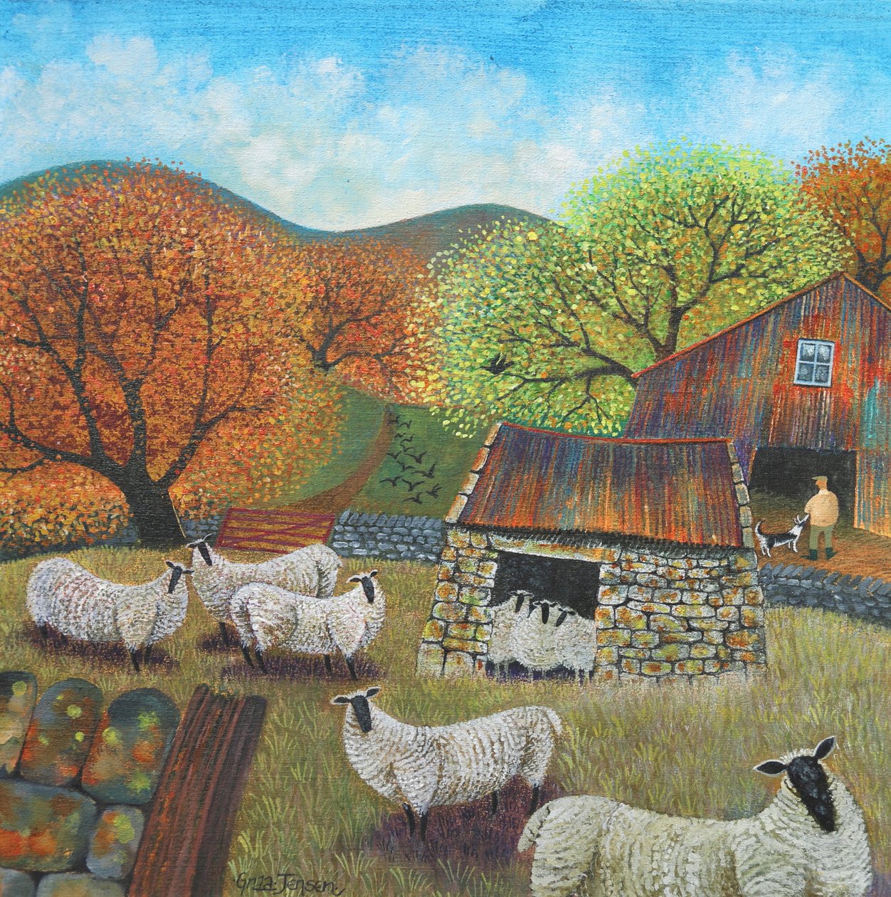 Koyun Kulübesi, 2022 (keten üzerine akrilik) by Lisa Graa Jensen