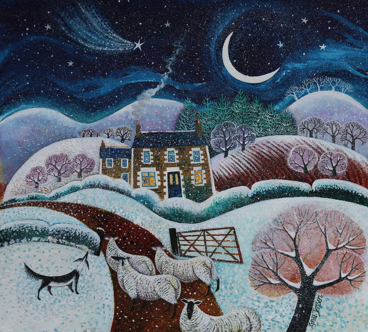 Kayan Yıldız, 2022,(keten üzerine akrilik) by Lisa Graa Jensen