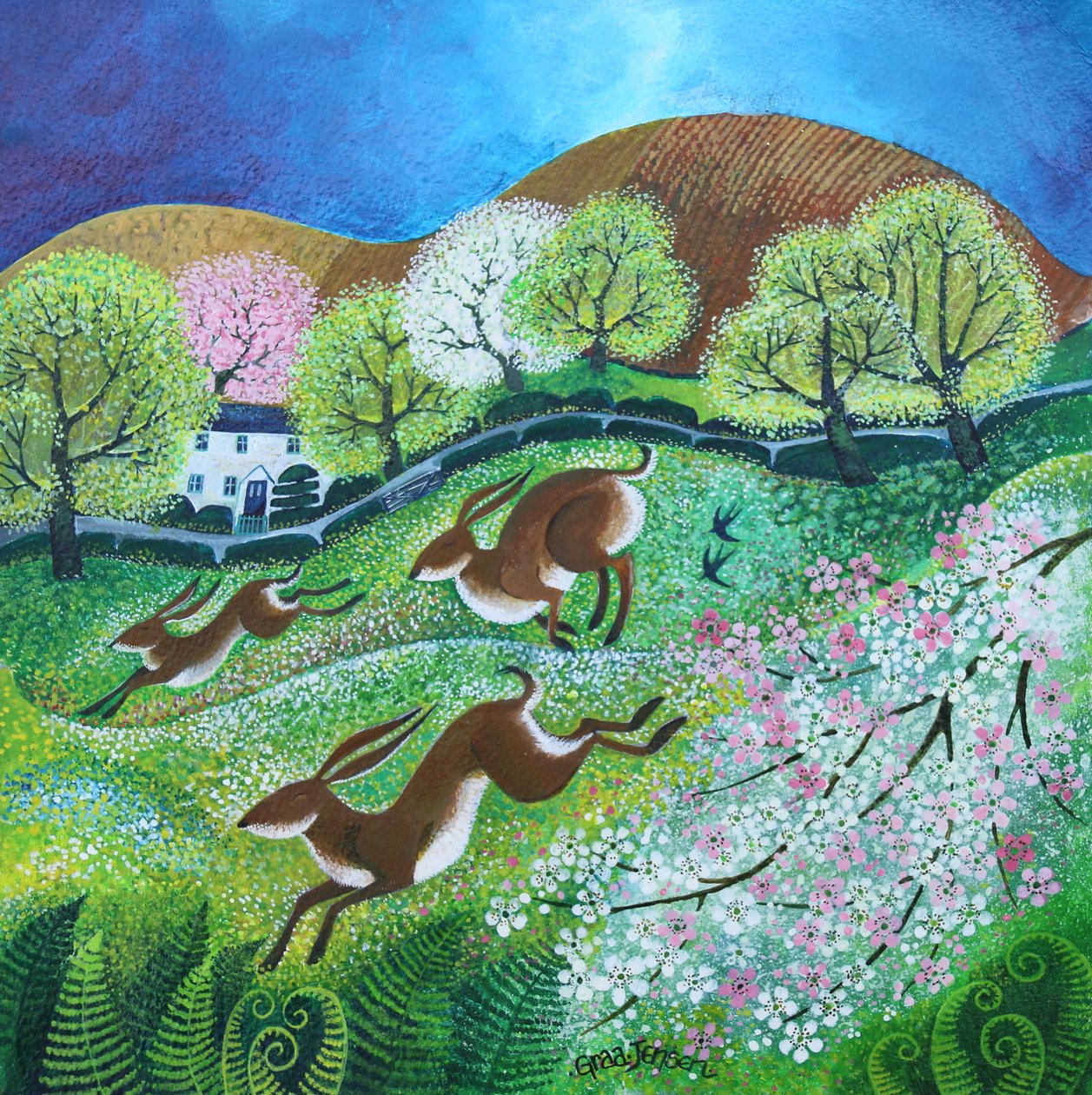 Bahar Tavşanları 2, 2025 (tuval üzerine akrilik) by Lisa Graa Jensen