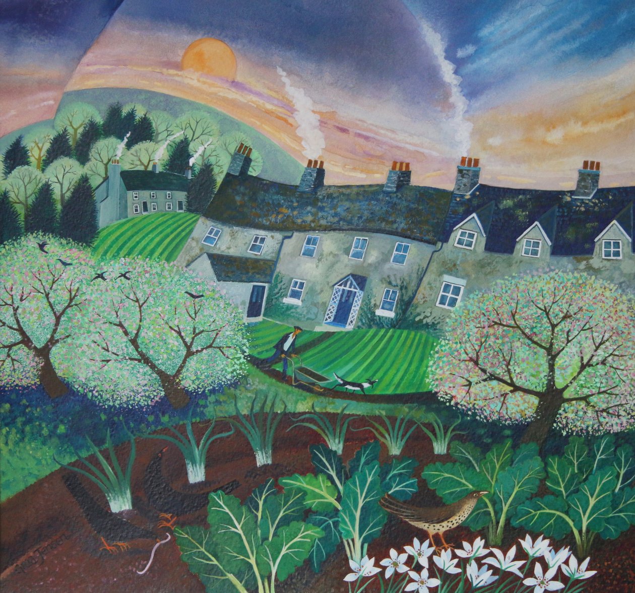 Bahar yeşilleri, 2016, (kağıt üzerine akrilik mürekkepler) by Lisa Graa Jensen