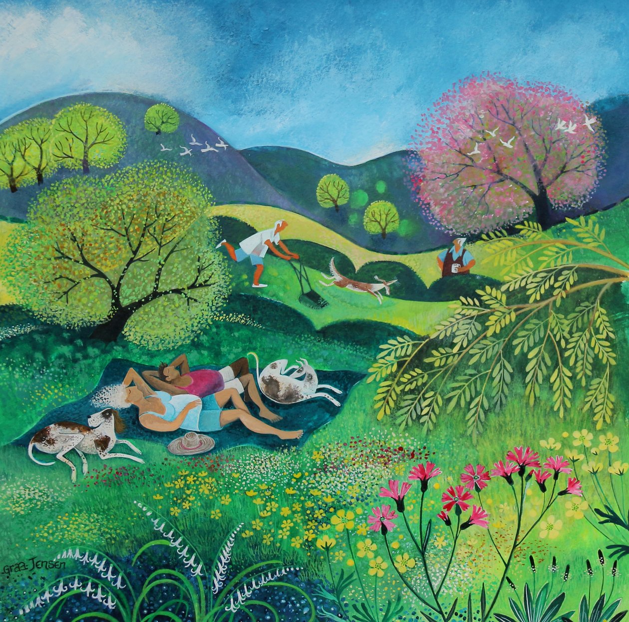 Güneşli Pazar Öğleden Sonrası,2022 (kağıt üzerinde akrilik) by Lisa Graa Jensen
