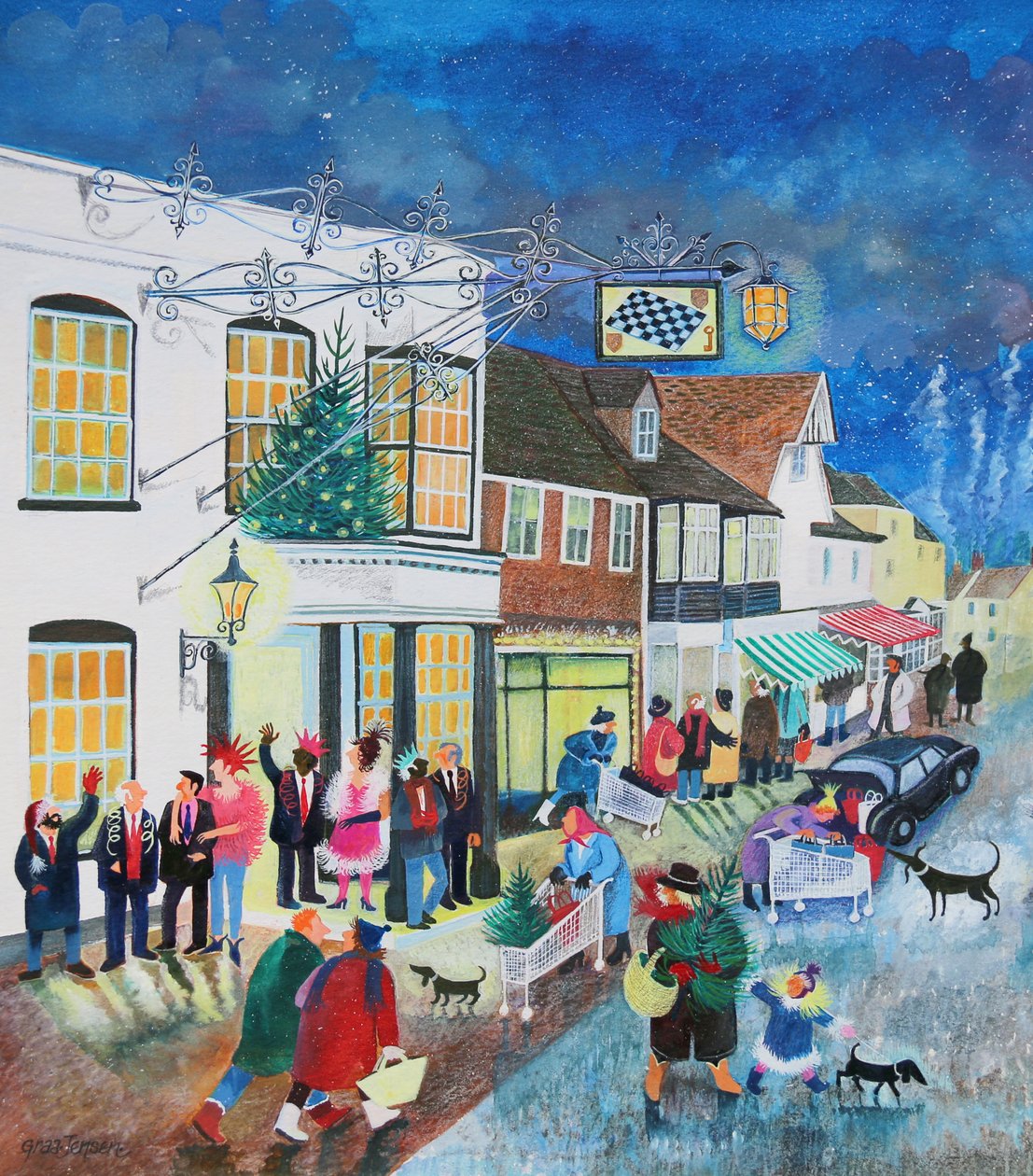 The Checkers Inn,1998,(kağıt üzerinde karışık teknik) by Lisa Graa Jensen