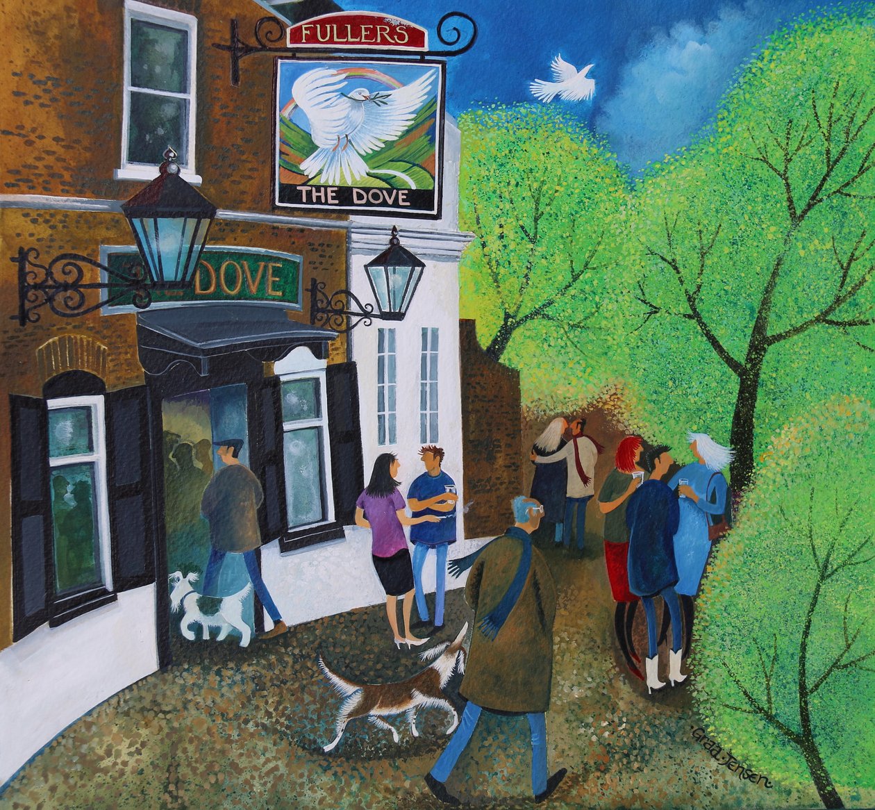 The Dove Pub Hammersmith 2015 (kağıt üzerine akrilik mürekkepler) by Lisa Graa Jensen