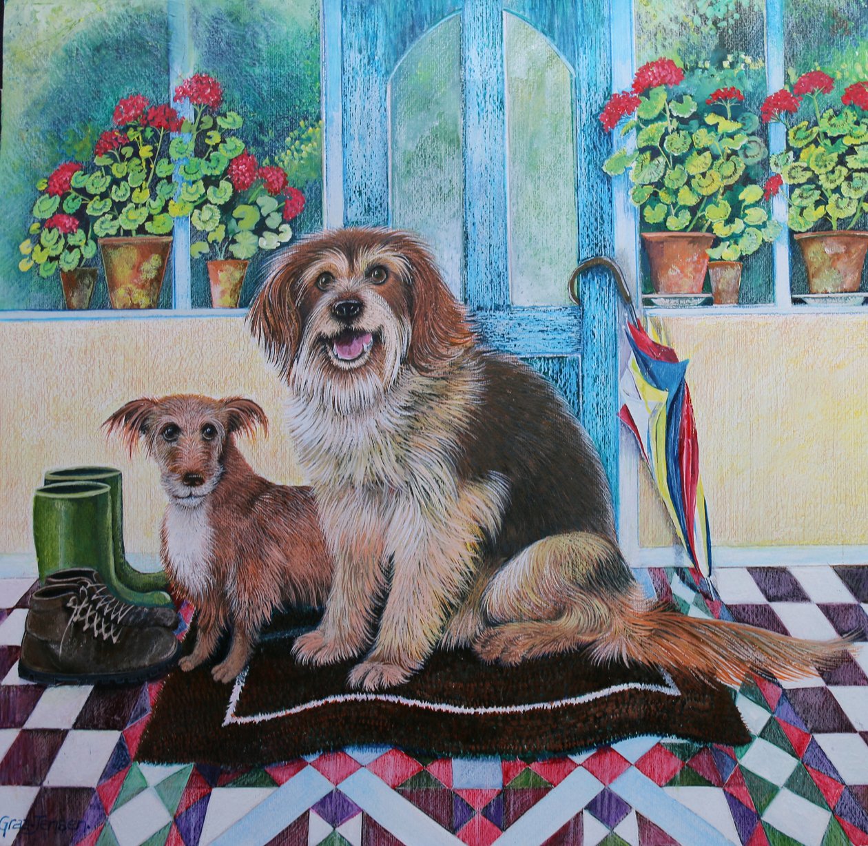 Walkies Zamanı,2021,(kağıt üzerinde akrilik) by Lisa Graa Jensen