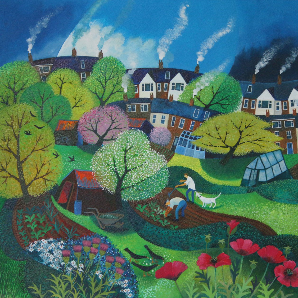 Veggie Patch, 2015, (kağıt üzerine akrilik mürekkepler) by Lisa Graa Jensen