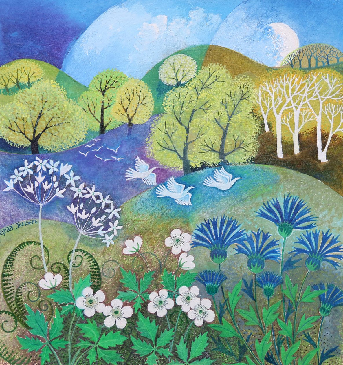 Ahşap Anemonlar,2021,(tuval üzerine akrilik) by Lisa Graa Jensen