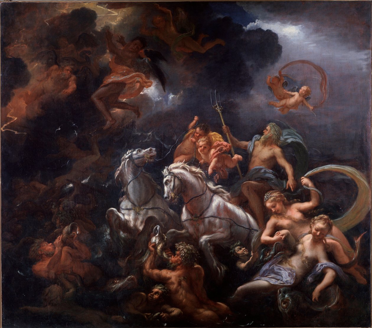 Neptün ve Amphitrite - tuval üzerine yağlı boya by Livio Mehus