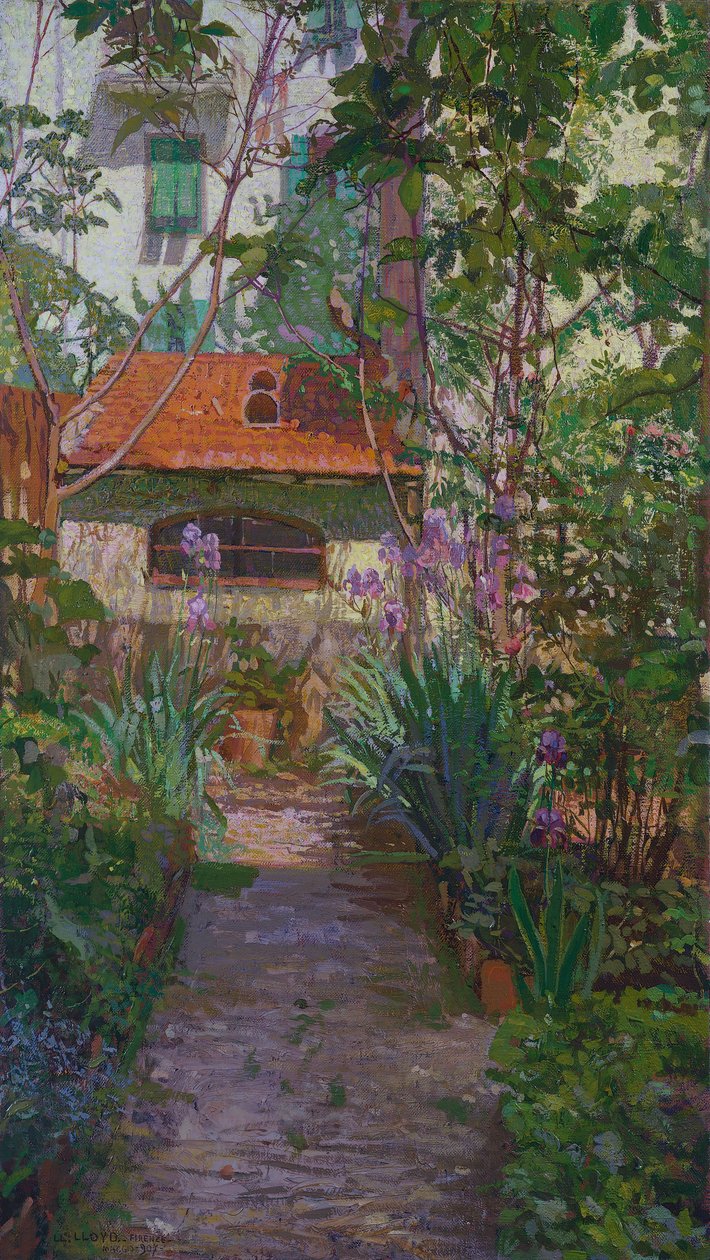 Çiçek açmış triptik veya bahçe (yan panel) (1907) by Llewelyn Lloyd