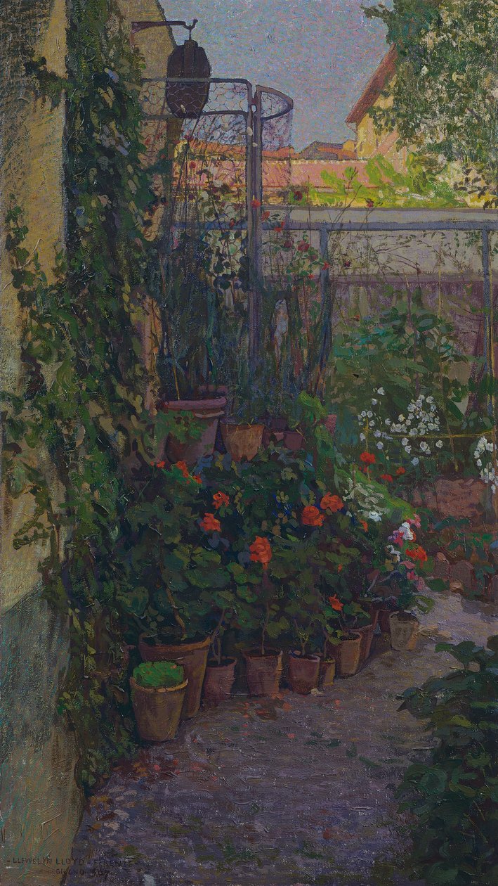 Triptik veya çiçek açan bahçe (yan panel) 1907 by Llewelyn Lloyd
