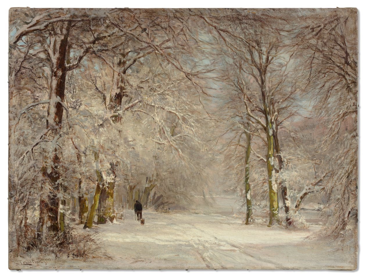 Kışın karla kaplı bir yol (tuval üzerine yağlıboya) by Lodewijk Frederik Hendrik (1850 1936) Apol