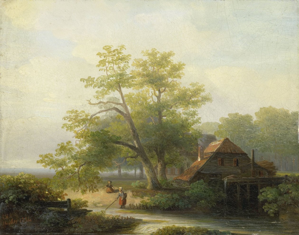 Odunsu Bir Peyzajda Bir Su Değirmeni by Lodewijk Hendrik Arends
